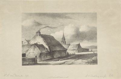 Huizen en een kerktoren in Katwijk door Alexander Hieronymus Bakhuyzen (II)