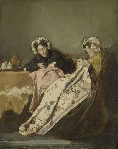 Twee dames aan het naaien door Alexander Hugo Bakker Korff