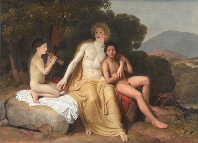 Russisch: "Apollo, Hyacinthus en Cyparissus musiceren en zingen" Apollo, Hyacinthus en Cyparissus musiceren en zingen door Alexander Ivanov