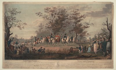 Prins-regent, Willem III van Pruisen, Alexander I, generaal Blücher en hetman Platov inspecteren troepen door Alexander Ivanovich Sauerweid