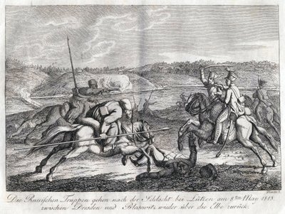 Russische troepen trekken zich na de Slag bij Lutzen terug over de Elbe door Alexander Ivanovich Sauerweid