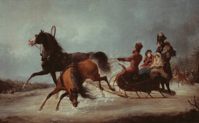De keizerin Elizabeth in een slee door Alexander Ivanovich Sauerweid