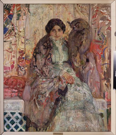Vrouw met een oehoe door Alexander Ivanovich Savinov