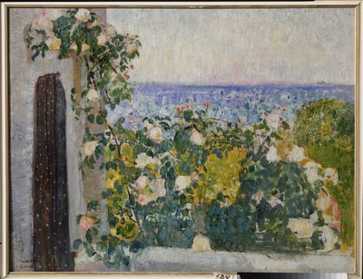 Bloemen op het balkon in Rome (Italië) door Alexander Ivanovich Savinov