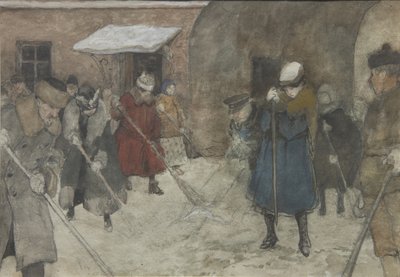 Sneeuwruiming door Alexander Ivanovich Vakhrameyev