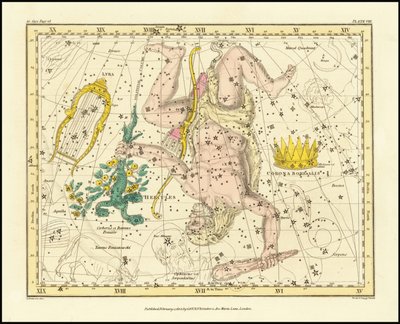 1822 - Alexander Jamieson - Corona Borealis, Hercules en Cerberus en Lyra door Alexander Jamieson