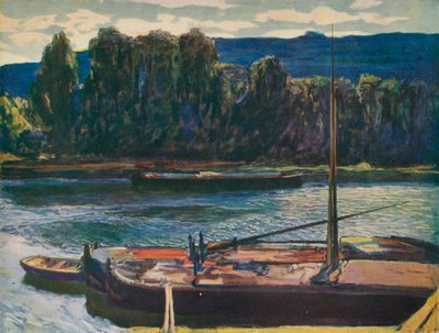 Avond aan de rivier de Seine, ca. 1910, 1912 door Alexander Jamieson