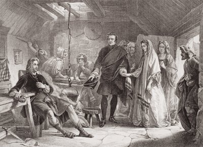 De eerste ontmoeting van Prins Charles en Flora Macdonald op het eiland South Uist, 1747, uit 