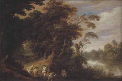 Boslandschap met badende nimfen door Alexander Keirincx