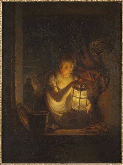 Een vrouw met een lantaarn, 1818 door Alexander Lauréus
