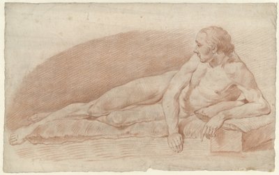 Liggend mannelijk naakt, naar rechts door Alexander Liernur