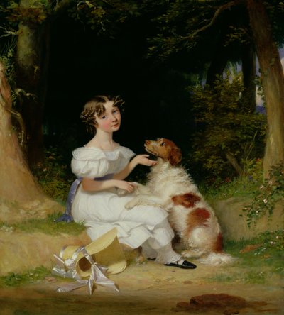 Een Jong Meisje met Haar Spaniel door Alexander Mosses