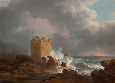 Broughty Castle tijdens een storm door Alexander Nasmyth