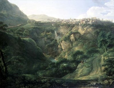 Villa van Hadrianus in Tivoli met de Tempel van Vesta door Alexander Nasmyth
