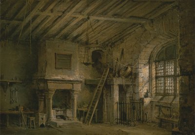 Decorontwerp voor Heart of Midlothian; The Tolbooth door Alexander Nasmyth