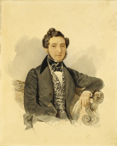 Portret van Nikolay Mikhaylovich Donaurov 1806-1849, 1830s door Alexander Pavlovich Briullov