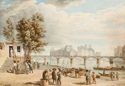 Uitzicht op Parijs - Pont des Arts (Frankrijk) - Werk van Alexander Pavlovich Briullov door Alexander Pavlovich Briullov