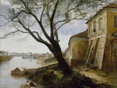 Over de Yauza Rivier in Moskou door Alexander Pavlovich Popov