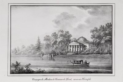 Zomerhuis van gravin de Laval op het Aptekarsky-eiland, serie Zichten van Sint-Petersburg, 1820s door Alexander Pluchart