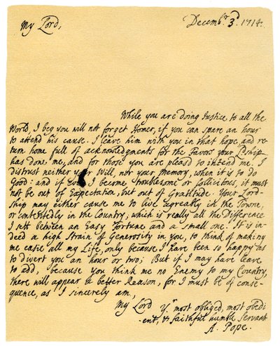 Brief van Alexander Pope aan Charles Montagu, 3 december 1714 door Alexander Pope