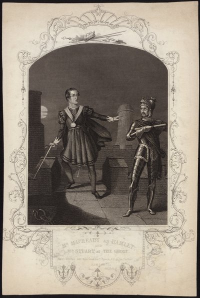 Mr Macready als Hamlet en Mr Stuart als De Geest door Alexander Reid