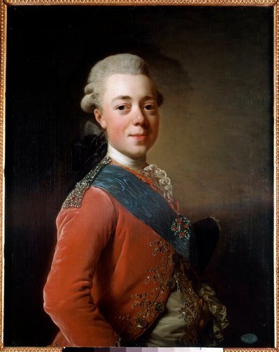 Portret van Paul I (1754 - 1801), Keizer van Rusland door Alexander Roslin