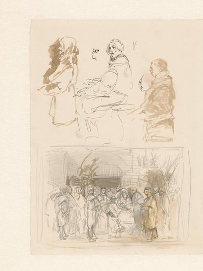 Enkele figuren en een lijkstoet door Alexander Schaepkens