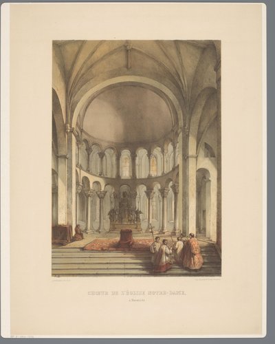 Interieur van Onze-Lieve-Vrouwe-Basiliek te Maastricht door Alexander Schaepkens