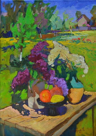 Zonnig seringen-tuinstilleven door Alexander Shandor