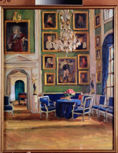 In een ontvangstruimte - Werk van Alexander Valentinovich Sredin (Sredine) (1872-1934) door Alexander Sredin