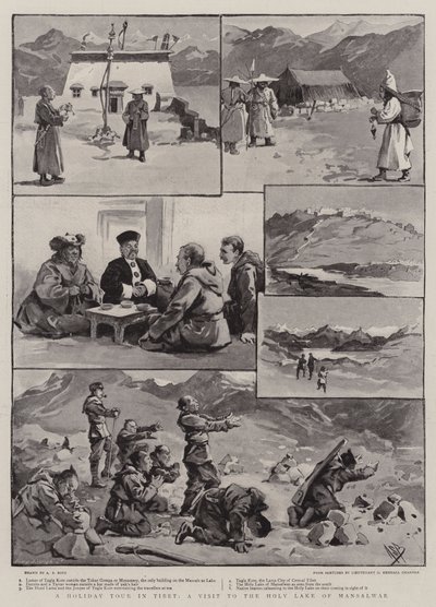 Een Vakantietocht in Tibet, een Bezoek aan het Heilige Meer van Mansalwar door Alexander Stuart Boyd