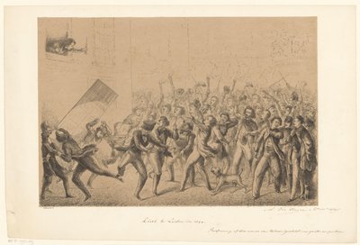 Feestvierende studenten begroeten hun idool Franz Liszt door Alexander Ver Huell (signed by artist)