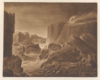 Berglandschap met overvallers die reizigers bespieden door Alexander Ver Huell