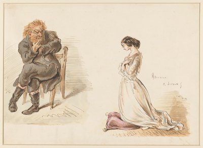 Figuurstudies van een man en een jong meisje door Alexander Ver Huell