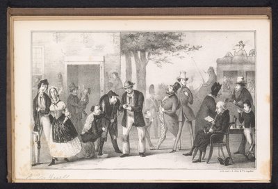 Spotprent in Leidse studentenalmanak, 1843 door Alexander Ver Huell