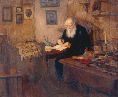 Portret van de Schrijver Leo N. Tolstoj door Alexander Viktorowitsch Morawow