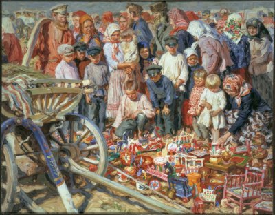 Speelgoedverkoopster op de kermis door Alexander Viktorowitsch Morawow