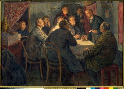 W.I. Lenin als Leider van de Marxistische Cursus in Petersburg door Alexander Viktorowitsch Morawow
