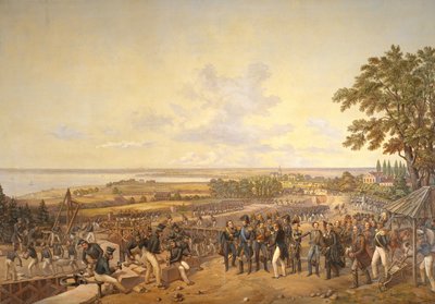 Koning Carl XIV Johan (1763-1844) van Zweden Bezoekt de Kanaalsluizen bij Berg in 1819, 1856 door Alexander Wetterling