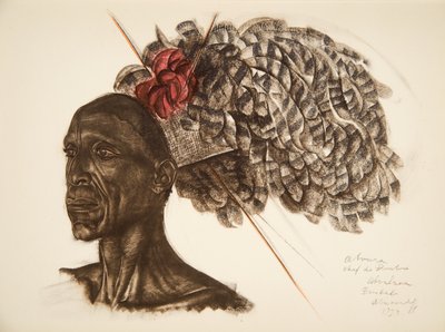 Aboura, chef Ababoua (Bambili), uit Tekeningen en Schilderijen van Afrika, uitgevoerd tijdens de Citroen Centraal Afrika expeditie, tweede missie Haardt Audouin-Dubreuil, uitgegeven Parijs, 1927 door Alexander Yakovlev