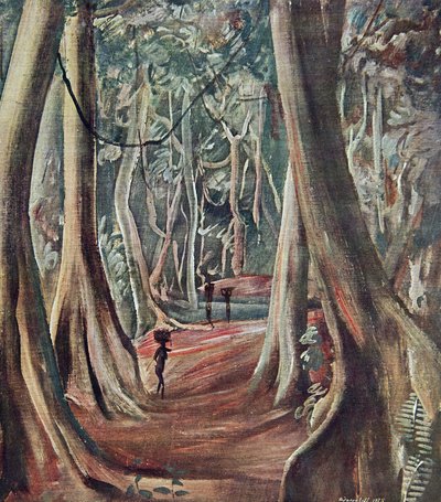In het Grote Bos, uit Tekeningen en Schilderijen van Afrika, uitgevoerd tijdens de Citroen Centraal Afrika expeditie, tweede missie Haardt Audouin-Dubreuil, uitgegeven Parijs, 1927 door Alexander Yakovlev