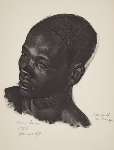 Ialingede, Mandja ras. (Fort Lamy), uit Tekeningen en Schilderijen van Afrika, uitgevoerd tijdens de Citroen Centraal Afrika expeditie, tweede missie Haardt Audouin-Dubreuil, uitgegeven Parijs, 1927 door Alexander Yakovlev