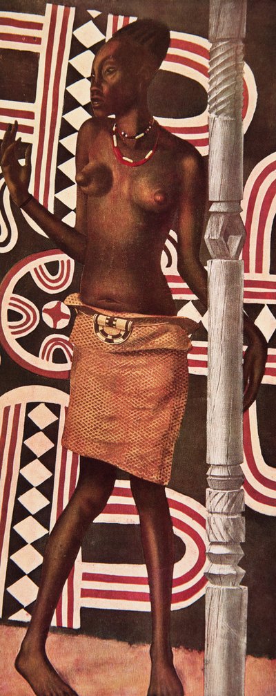 Molende, de Mangbetou, uit Tekeningen en Schilderijen van Afrika, uitgevoerd tijdens de Citroen Centraal Afrika expeditie, tweede missie Haardt Audouin-Dubreuil, uitgegeven Parijs, 1927 door Alexander Yakovlev