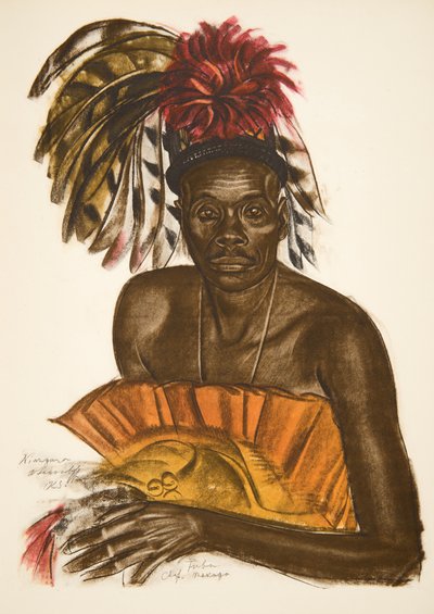 Tuba, chef Matchaga (Niangara (haut Ouelle), uit Tekeningen en Schilderijen van Afrika, uitgevoerd tijdens de Citroen Centraal Afrika expeditie, tweede missie Haardt Audouin-Dubreuil, uitgegeven Parijs, 1927 door Alexander Yakovlev