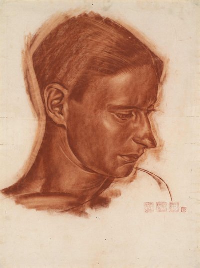 Portret van de kunstenaar Vasily Shukhaev 1887-1973, eind jaren 1910 door Alexander Yevgenyevich Yakovlev
