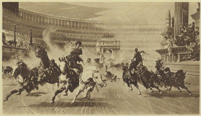 De wagenrace (fotogravure) door Alexander von Wagner