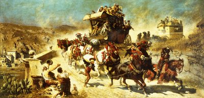 De Spaanse postkoets in Toledo door Alexander von Wagner