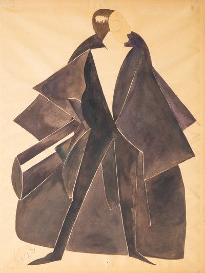 Kostuumontwerp voor het toneelstuk Kameraad Khlestakov door Dmitri Smolin, ca. 1921 door Alexandra Alexandrowna Exter