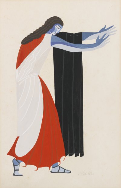 Kostuumontwerp voor het toneelstuk Zeven Tegen Thebe van Aeschylus, 1925 door Alexandra Alexandrowna Exter