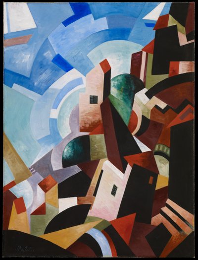 Italiaans stadje aan zee, c.1917 door Alexandra Alexandrowna Exter